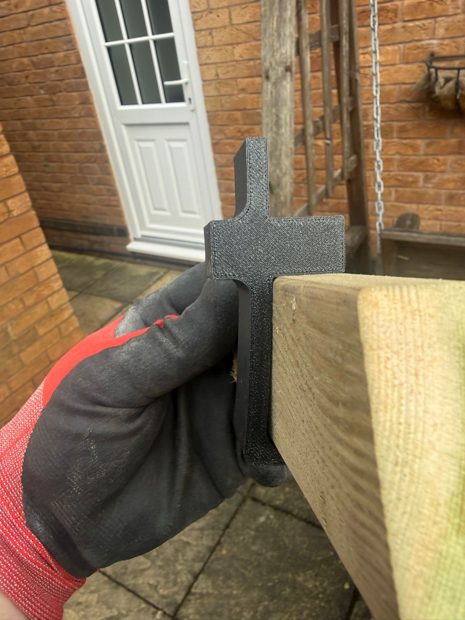 SlotSpacer fitted between two timber battens during installation